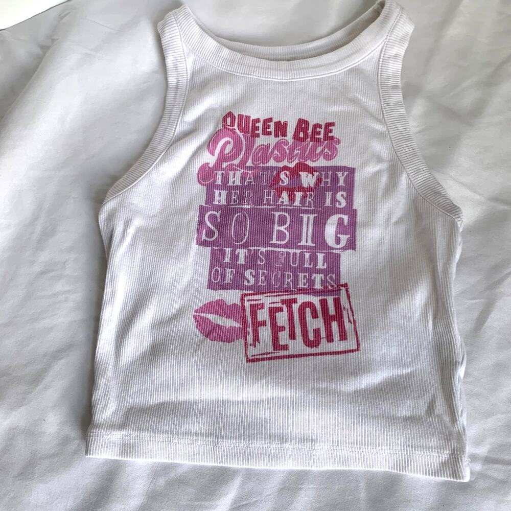 H&M x Mean Girls "Fetch" Quote Graphic Pink and White Tank Top